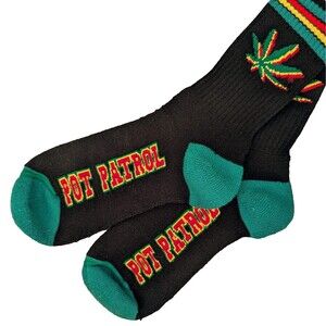 NWT FBF Originals - Pot Patrol Novelty Crew Socks Men's Size Large